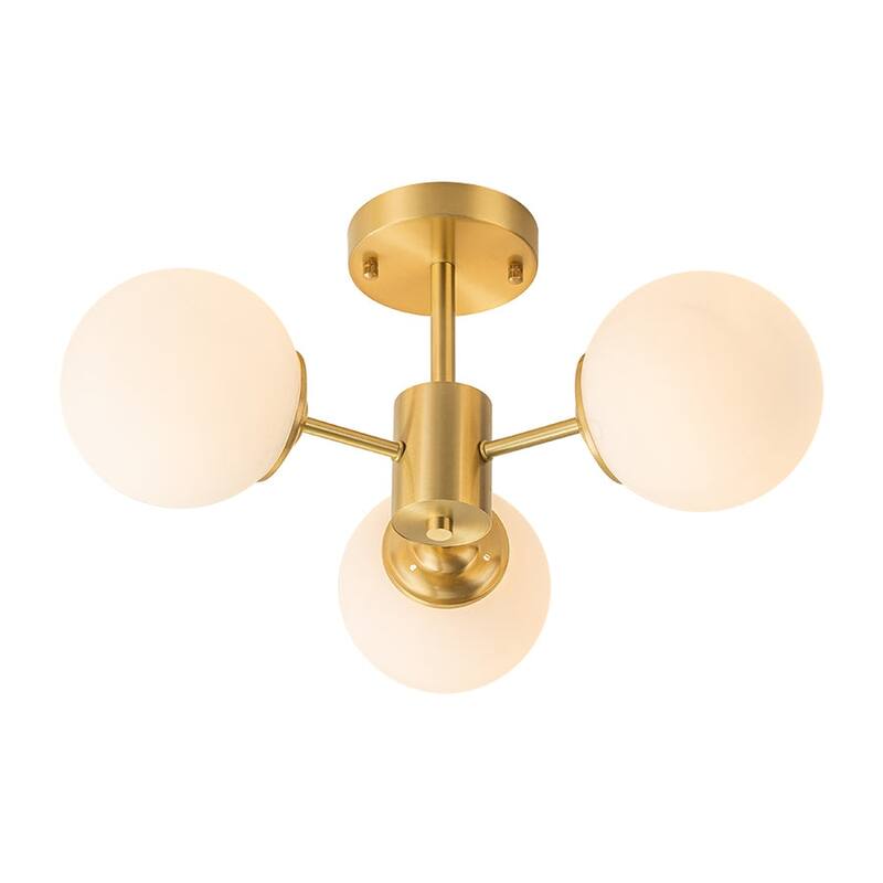 Contemporary 3-Light Frosted Glass Globe Sputnik Ceiling Light - 19in
