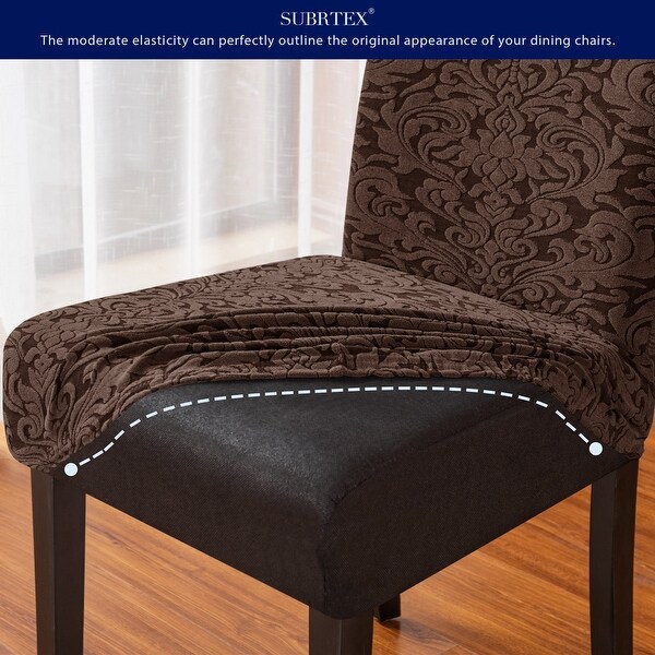 Subrtex Set of 2 Stretch Dining Chair Cover Jacquard Damask