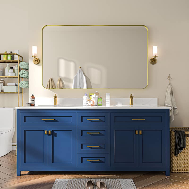 TOOLKISS Aluminum Alloy Round Corner Frame Vanity Mirror
