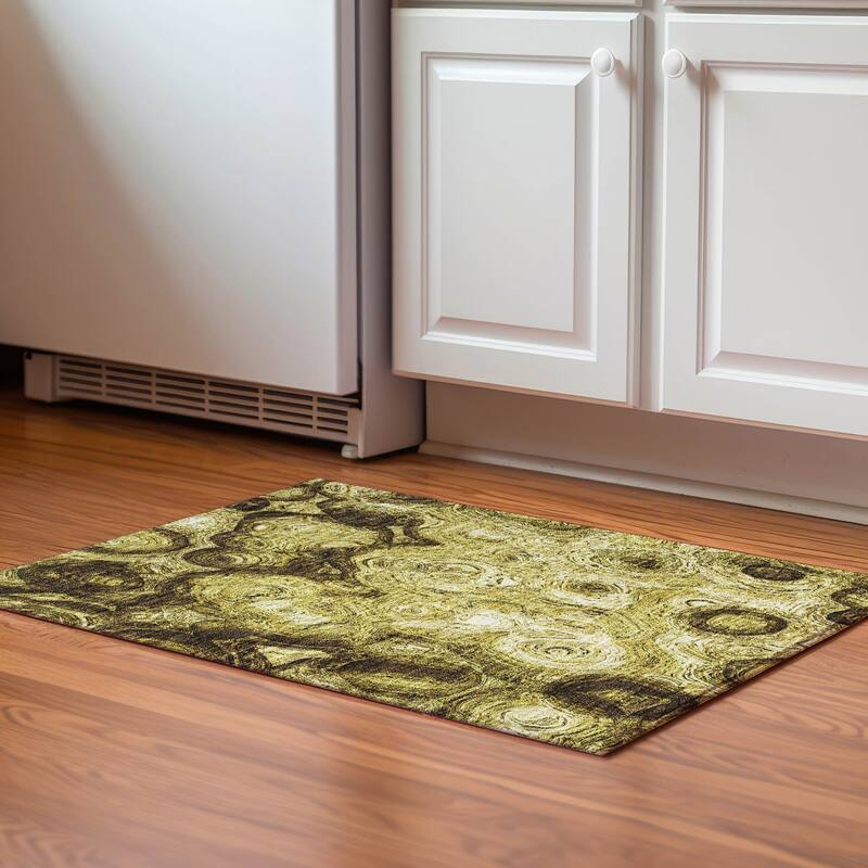 Premium Washable Super Soft Abstract Modern Mayfield Rug - Gold - 1' 8" x 2' 6" - Rectangle