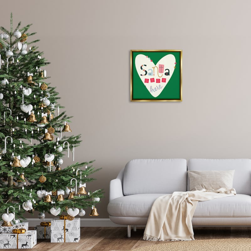 Stupell Santa Stop Here Heart Framed Floater Canvas Wall Art Design By Sazerelli Designs
