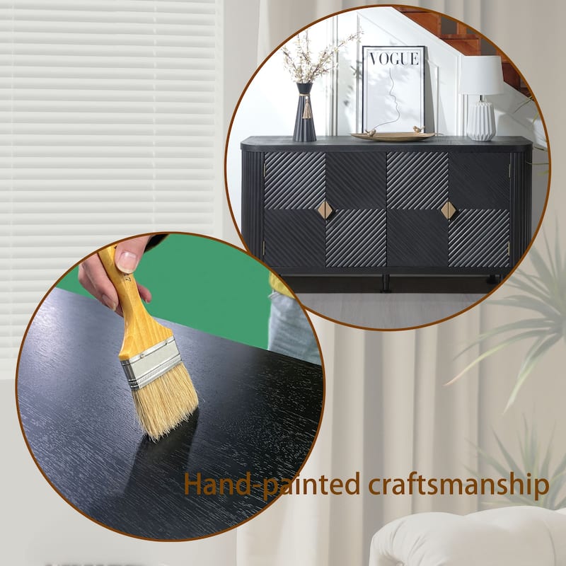 Modern Accent Storage Cabinet with 4 Doors, Sideboard Buffet Cabinet with Adjustable Shelves for Entryway Living Room