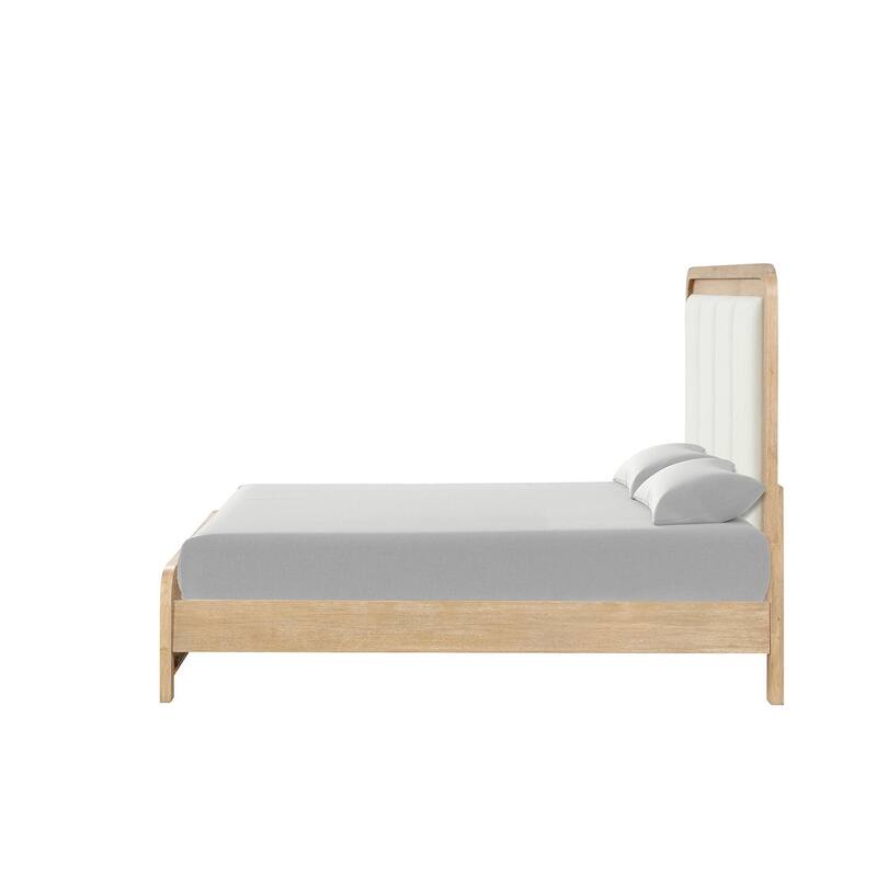 Modern Natural Finish Padded Headboard 1Pc Bed
