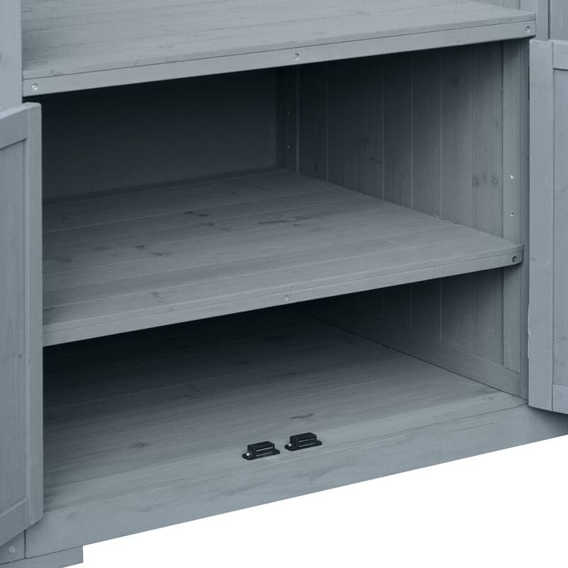 80 Inch Outdoor Kitchen Island with Solid Fir Wood and Stainless Steel Top