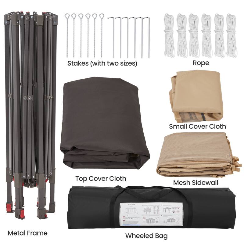 Yaheetech Outdoor Gazebo Pop Up Canopy with Metal Frame Mesh Netting