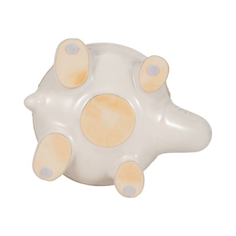 Sagebrook Home 7-inch Ceramic White Turtle Planter in Round Shape - 7" x 5" x 4"