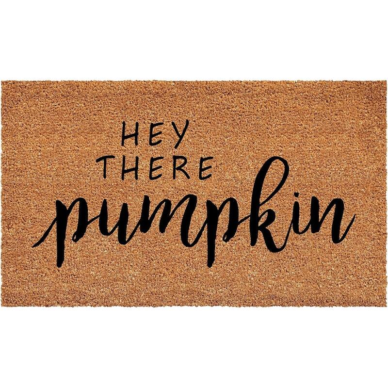 HomeRoots 17" X 29" Brown And Natural Fall Hey There Pumpkin Outdoor Coir Door Mat - 17.00' X '29.00