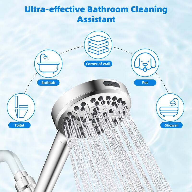 High Pressure 10-Spray Handheld Shower with Filter, 71-inch Hose