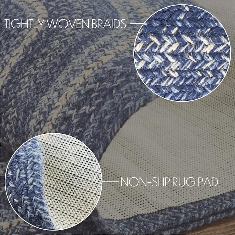 Great Falls Blue Jute Rug Oval w/ Pad 36x60 - 3'6"