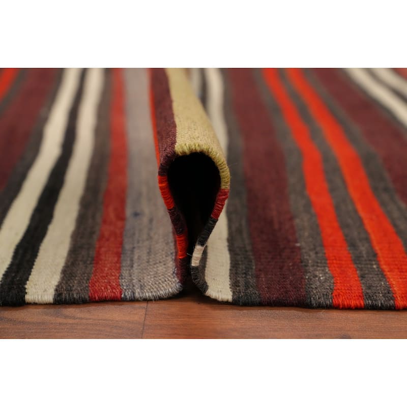 Hand Woven Oriental 100% Wool Carpet Southwestern Geometric Multi-Colored Kilim Area Rug - 10' 1'' X 5' 0''