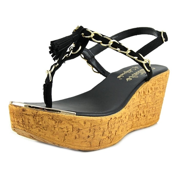 Callisto Tella Women Open Toe Synthetic Black Wedge Sandal