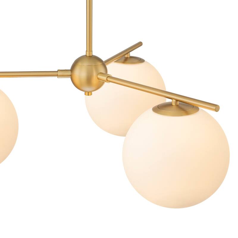 Mid-century Modern Milky White Layered Sputnik Glass Globe Chandelier
