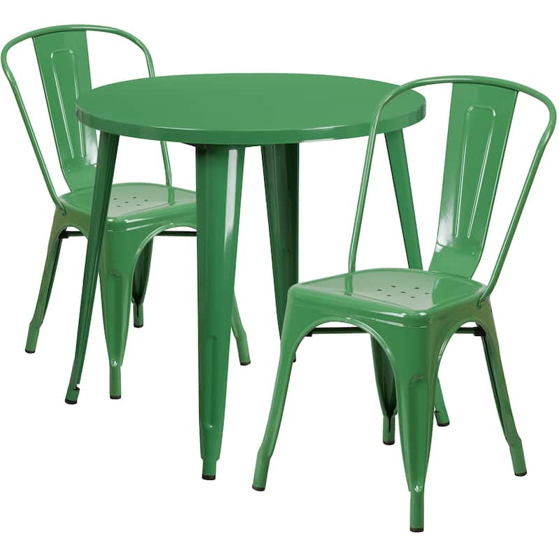 30-inch Round Metal Indoor-Outdoor Table Set