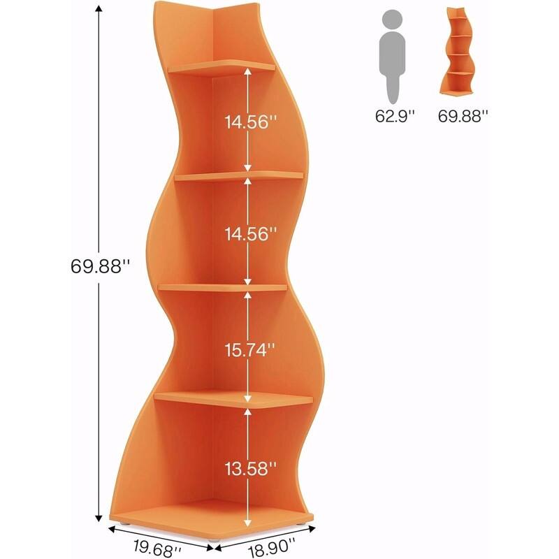 5-Tier Corner Wall Bookshelf - Storage Rack and Plant Stand