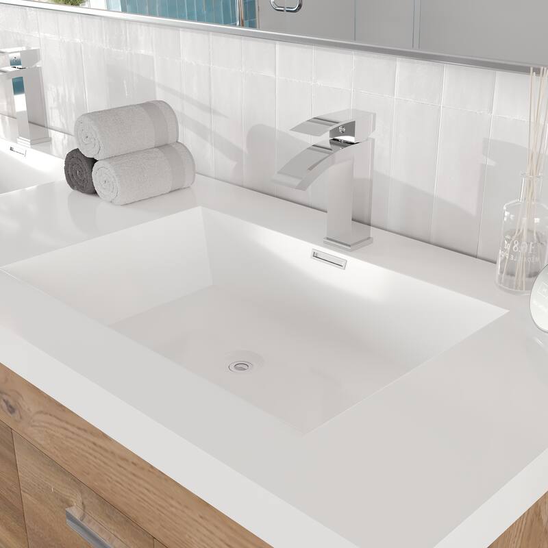 Lugano 60 in. Natural Oak Wallmount DS Bath Vanity with Integrated Acrylic Sinks