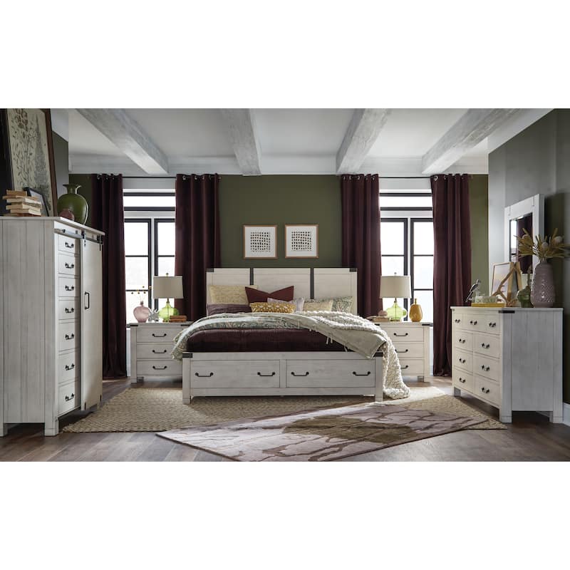 Magnussen Home Chesters Mill Alabaster Drawer Dresser with Portrait Mirror