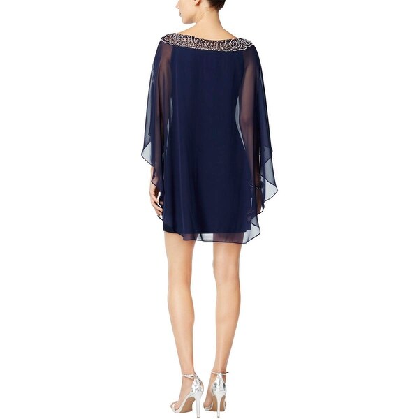 xscape chiffon overlay dress