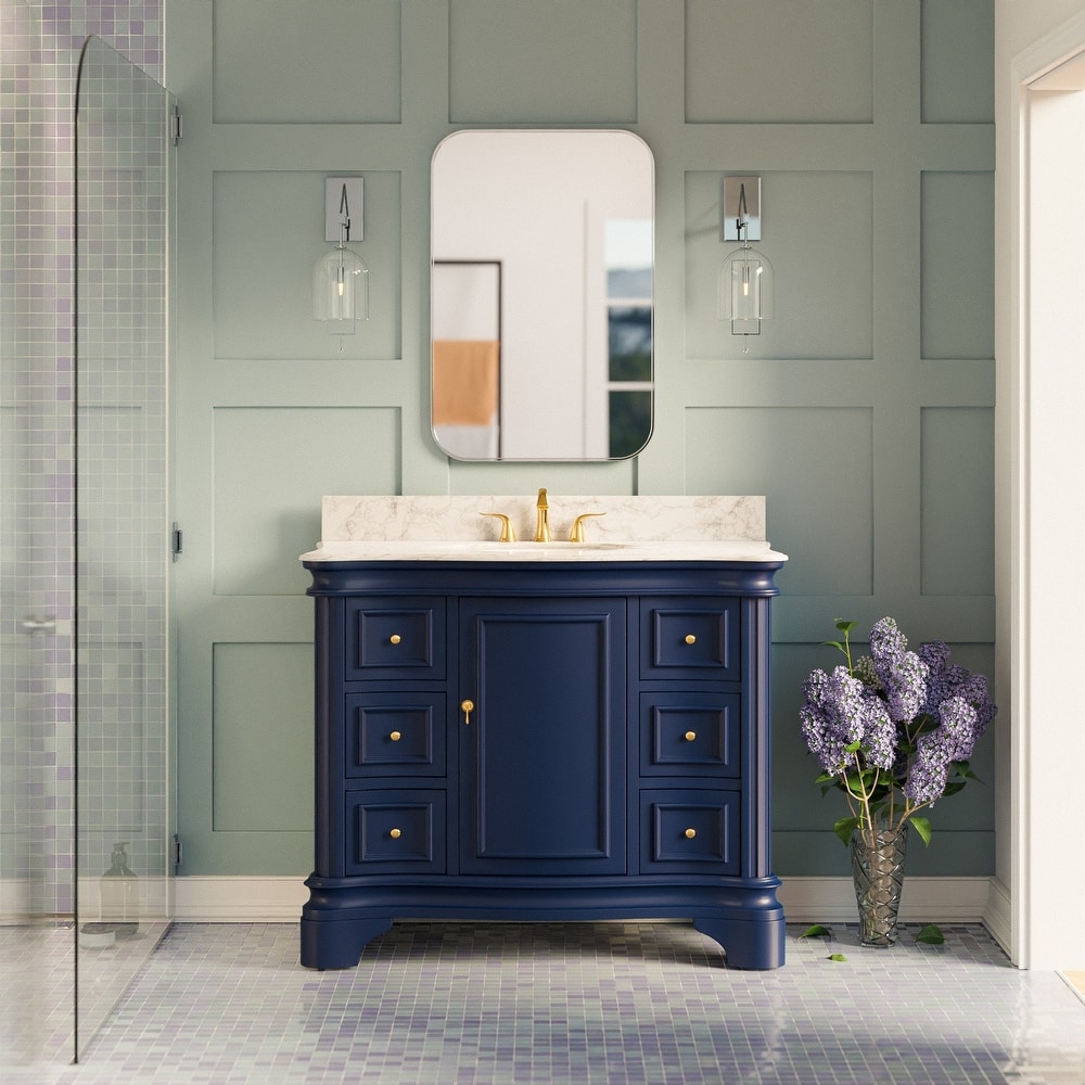 KitchenBathCollection Katherine 42" Bathroom Vanity with Carrara Marble Top