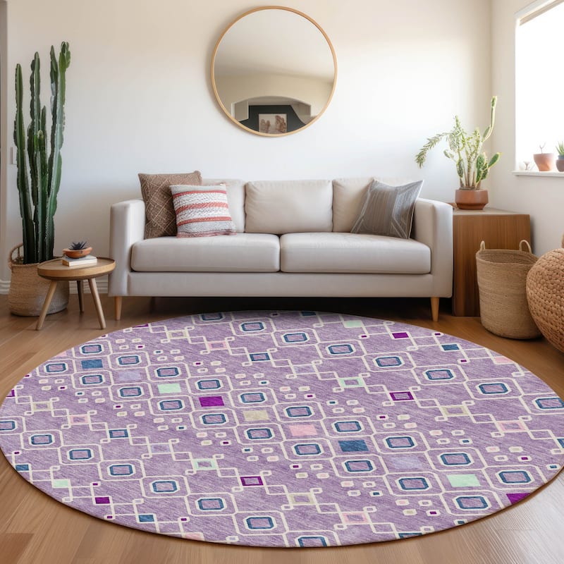 Premium Washable Super Soft Moroccan Global Mayfield Rug - Lavender - 8' x 8'