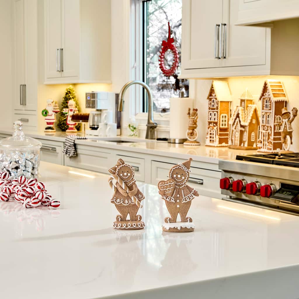 6" Resin Gingerbread Boy and Girl Set of 2