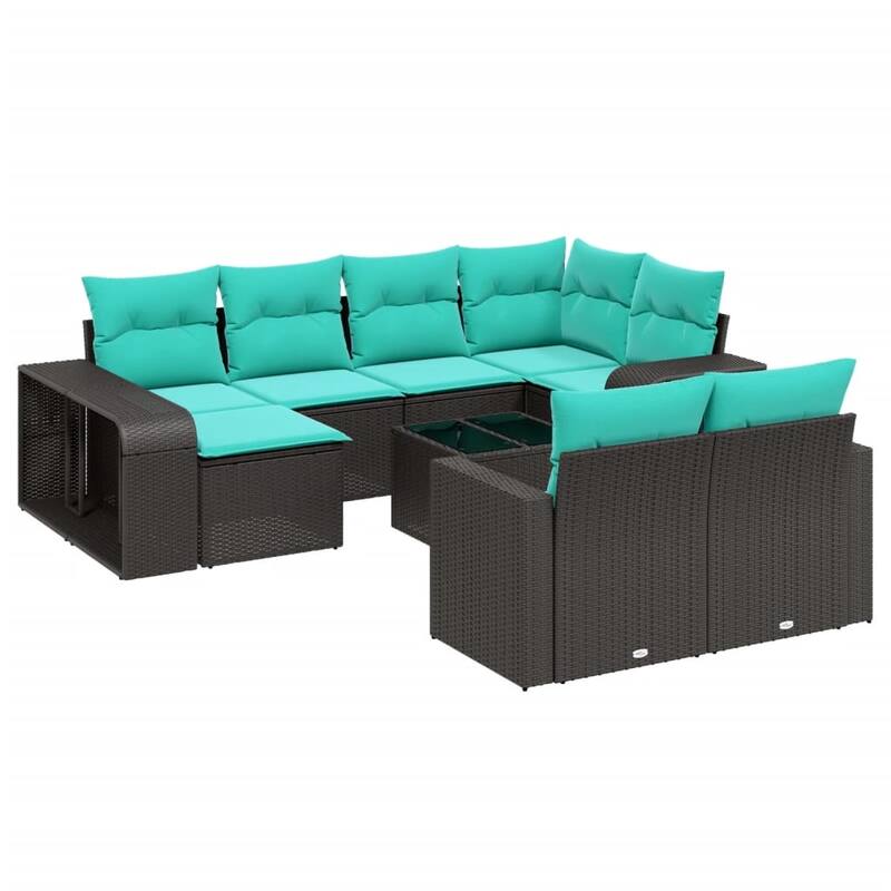 vidaXL Patio Sofa Set with Cushions Conversation Set Modular Sofa Poly Rattan - 25.8 x 24.4 x 27.2