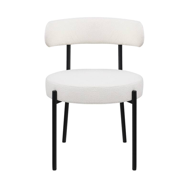 Dining Chairs Set of 2 Round Upholstered Boucle Dining Room Chairs Curved Backrest Chairs for Dining Room Metal Legs