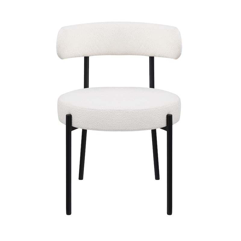 Round Upholstered Boucle Dining Chairs Set of 2