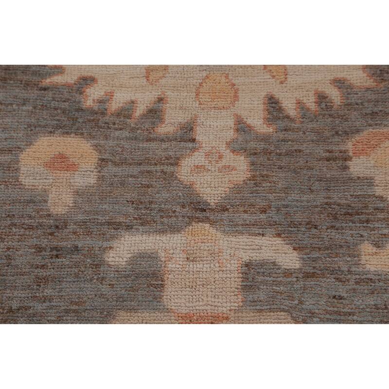 Hand Knotted Oriental 100% Wool Carpet Transitional Floral Greys & Charcoal Oushak Area Rug - 5' 9'' X 4' 2''