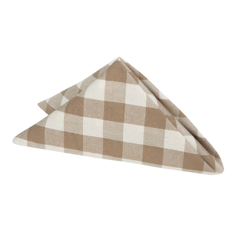 Buffalo Check Dinner Table Napkins - Set of Four - Taupe