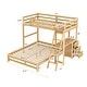 preview thumbnail 7 of 14, Twin over Full Bunk Bed with Built-in Desk and Drawers, Natural