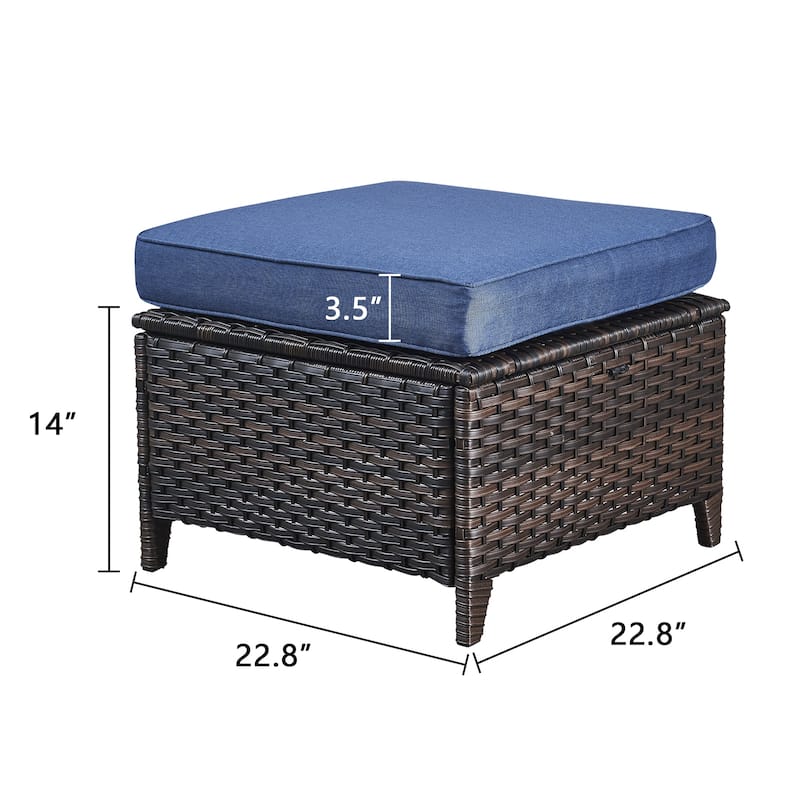 Outdoor Furniture Wicker Ottoman Patio Rattan Ottomans