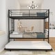 preview thumbnail 5 of 14, Black Twin over Twin Metal Bunk Bed Frame with Trundle, Fence, and Ladder