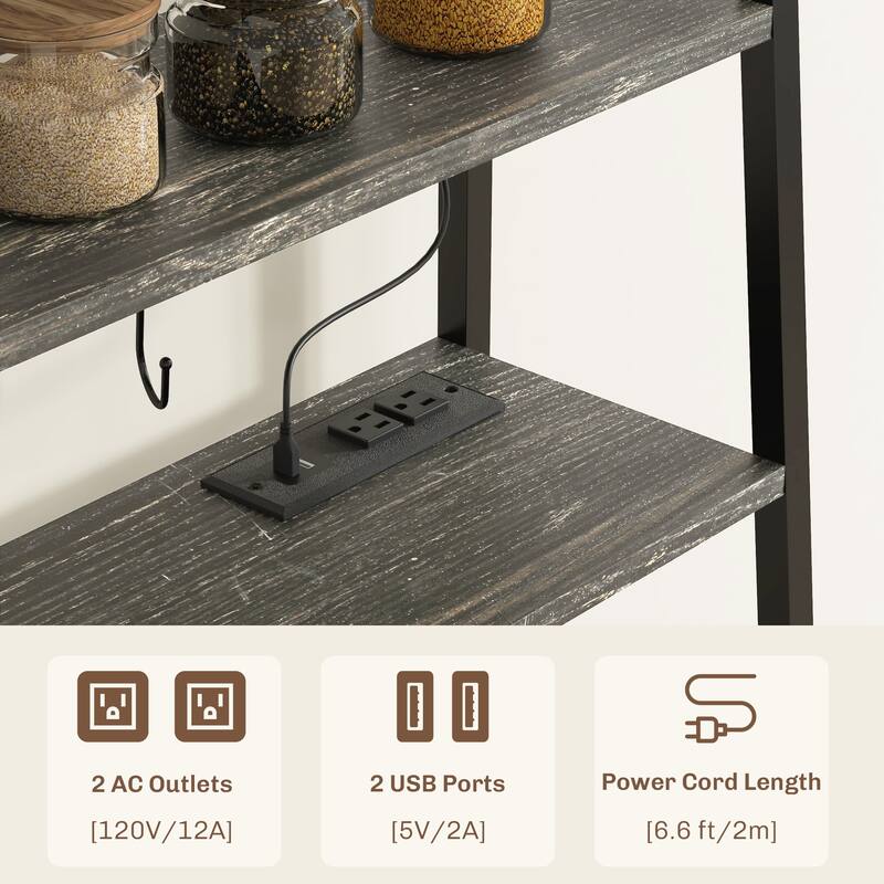 Coffee Bar with Storage Shelves - Gray