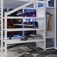 preview thumbnail 18 of 32, Metal Loft Bed Frame with Staircase Built-in Wardrobe, Light Strip, Underbed L Shaped Desk, Shelves and Charging Station