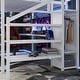 preview thumbnail 13 of 16, Metal Loft Bed with L Shaped Desk,USB,Wardrobe and LED Light