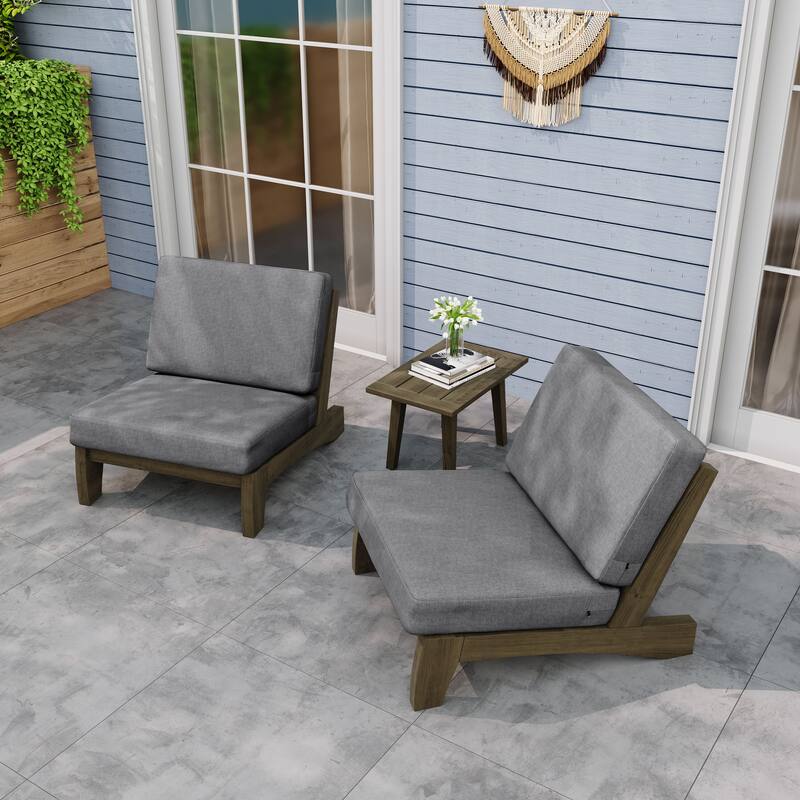 Outdoor Sectional Furniture Teak Conversation Set with Side Table