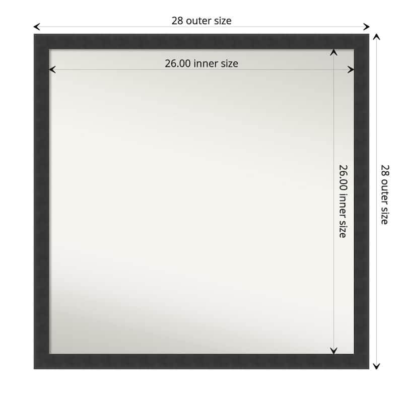 Non-Beveled Wood Bathroom Wall Mirror - Mezzanotte Frame - Mezzanotte Black - 28 x 28 in