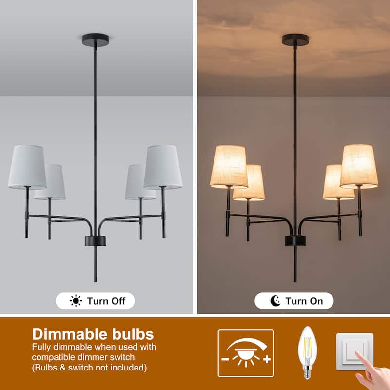 Starsky Transitional & Modern Chandelier with White Fabric Shades
