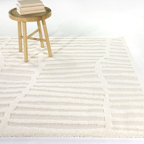 slide 2 of 5, Calliope Modern Textured Area Rug 5'3" x 7' - Cream
