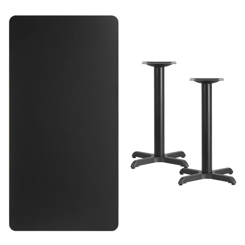 30'' x 60'' Rectangular Laminate Table Top with 22'' x 22'' Table Height Bases - 30"W x 60"D x 31.125"H - 30"W x 60"D x 31.125"H