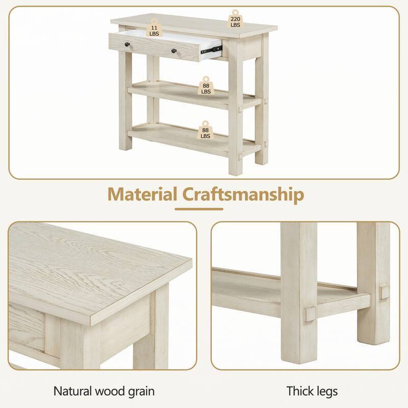 Entryway Table with Storage(Gray Wash)