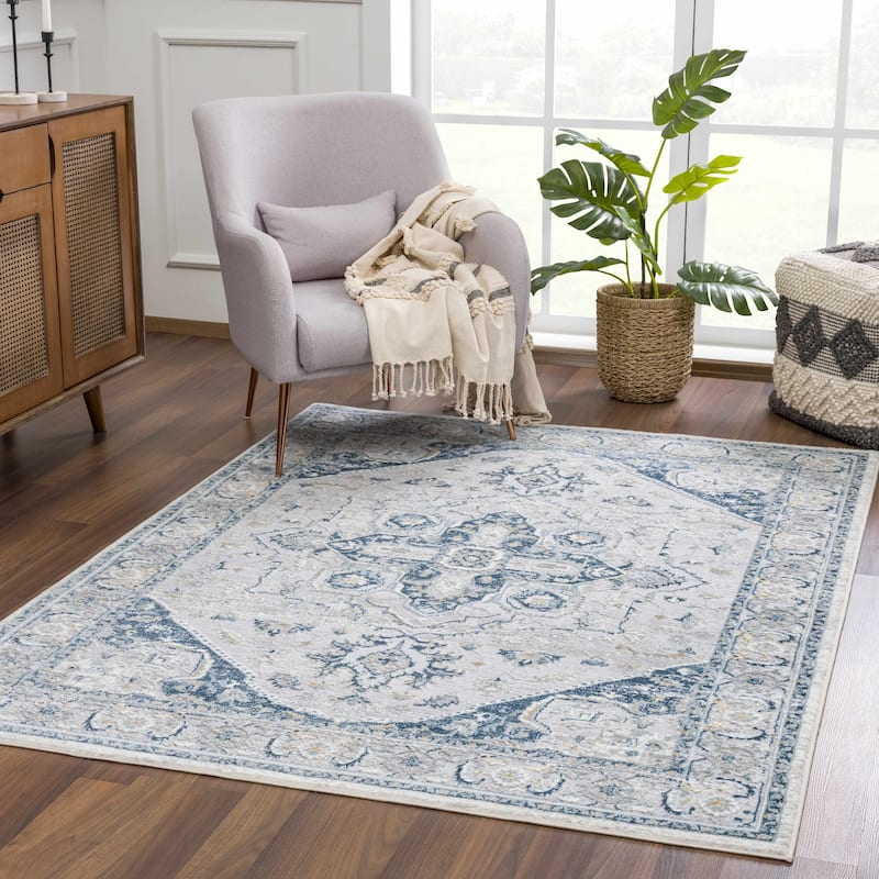 Hauteloom Liverpool Living Room, Bedroom Area Rug - Traditional - Charcoal,Medium Gray,Light Gray - 2' x 3'