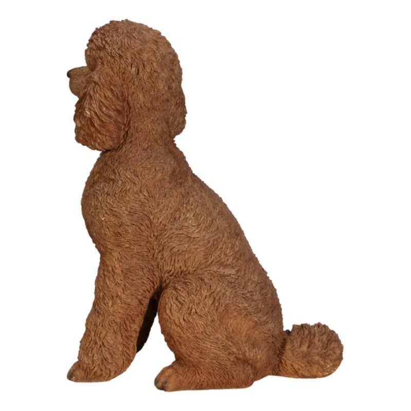 19" Brown Sitting Poodle Outdoor Garden Statue