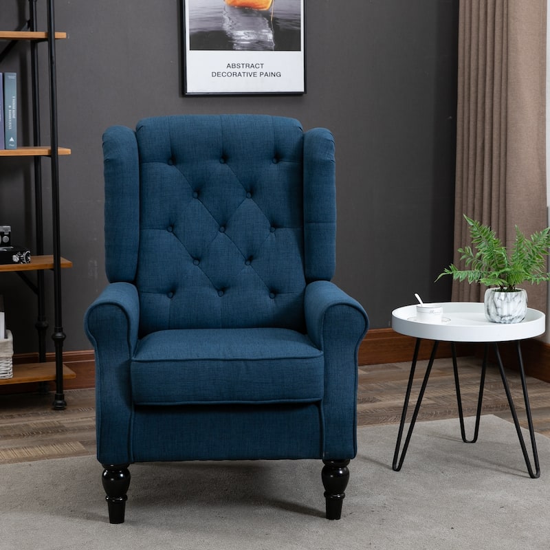 HOMCOM Copper Grove Guanta Tufted Wood Leg Accent Chair - Blue