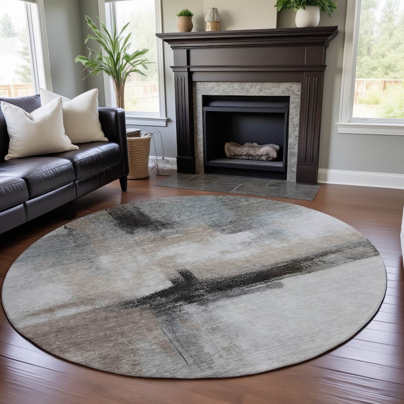 Premium Washable Super Soft Casual Contemporary Mayfield Rug - Mocha - 8' x 8'