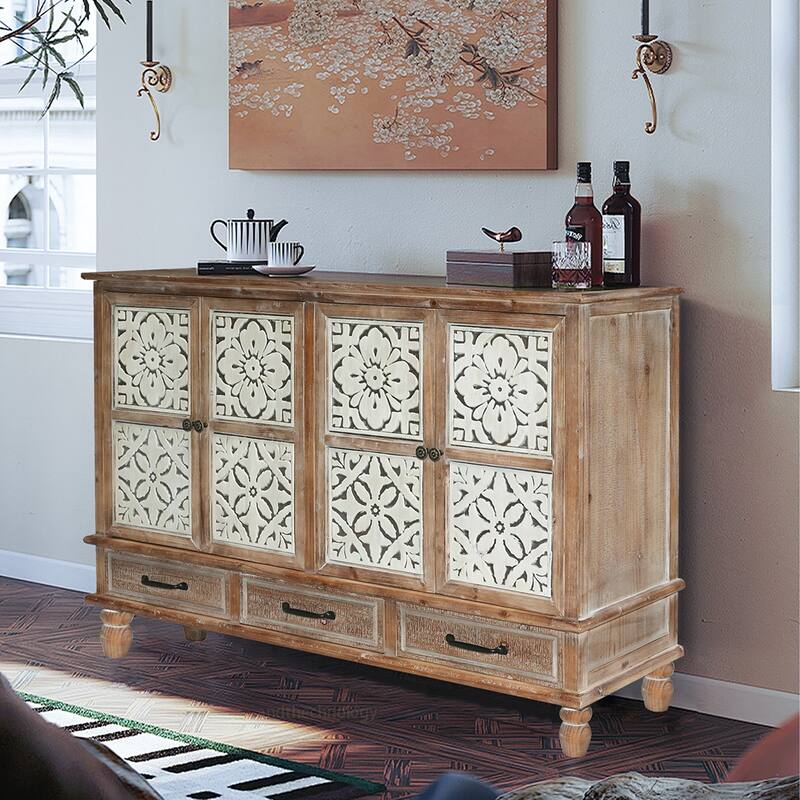 4 Doord 3 Drawers Sideboard Cabinet - Brown