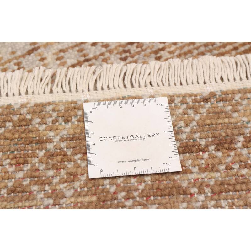 ECARPETGALLERY Hand-knotted Silk Shadow Brown Wool Rug - 9'0 x 12'1