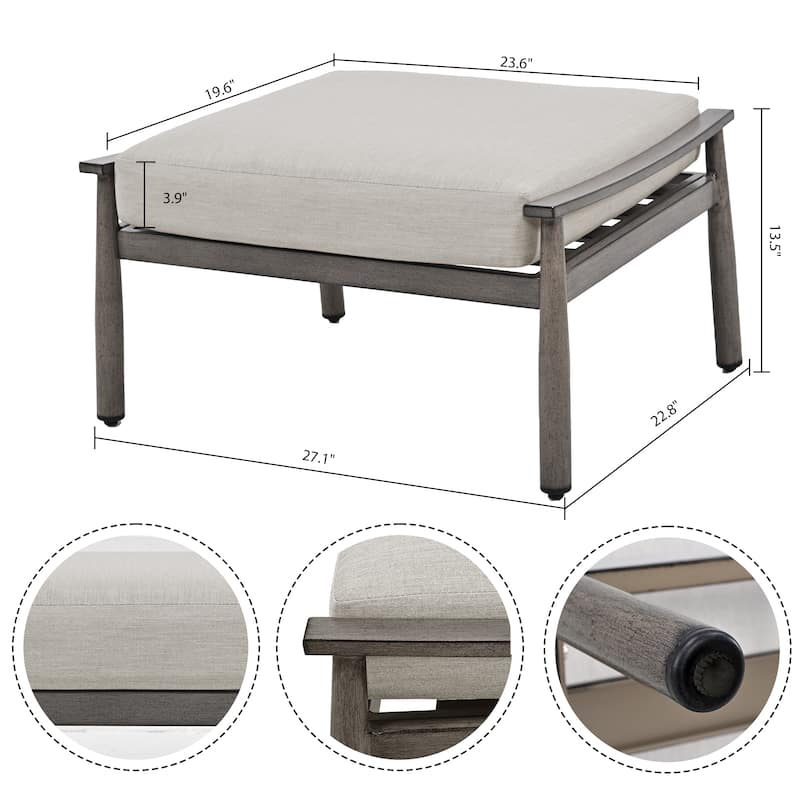 6-Person Aluminum Patio Conversation Set with 2 Swivel Chairs, 3-Seat Outdoor Couch and Coffee Table