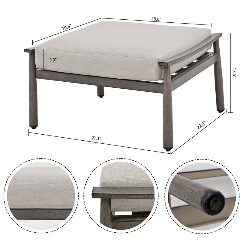 7-Piece Aluminum Patio Conversation Set, Loveseat with Ottomans and Coffee Table