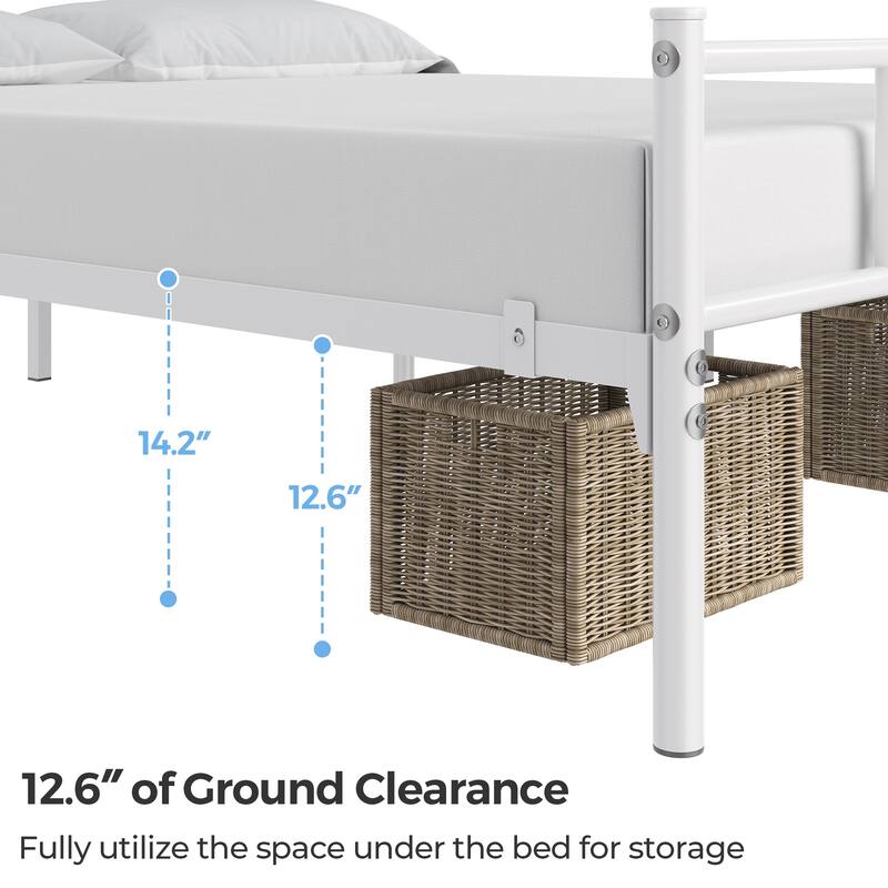 Yaheetech Graceful Scroll Bed Metal-Framed Bed with Footboard
